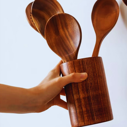 Natural Teak Wood Cooking Utensil - 6 Piece Set