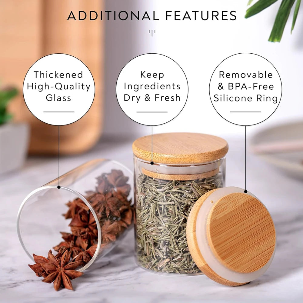 12 Piece - Airtight Glass Spice Jars