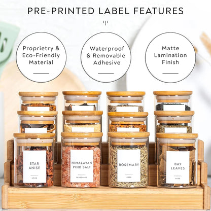 12 Piece - Airtight Glass Spice Jars