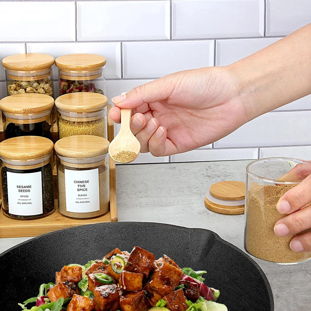 12 Piece - Airtight Glass Spice Jars