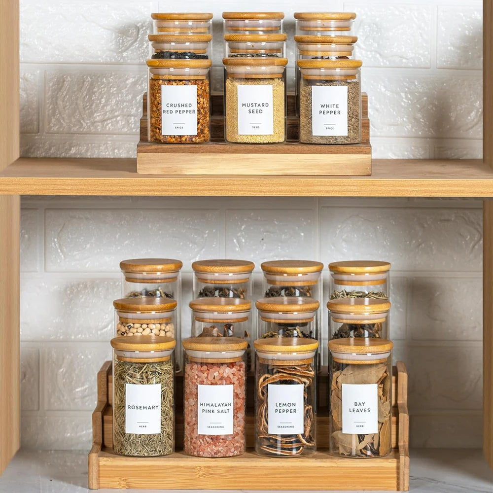12 Piece - Airtight Glass Spice Jars